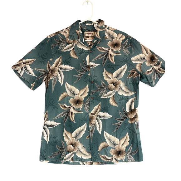 campia moda Other - Campia Moda Shirt Mens Medium Teal Tropical Floral Rayon Hawaiian Vacation